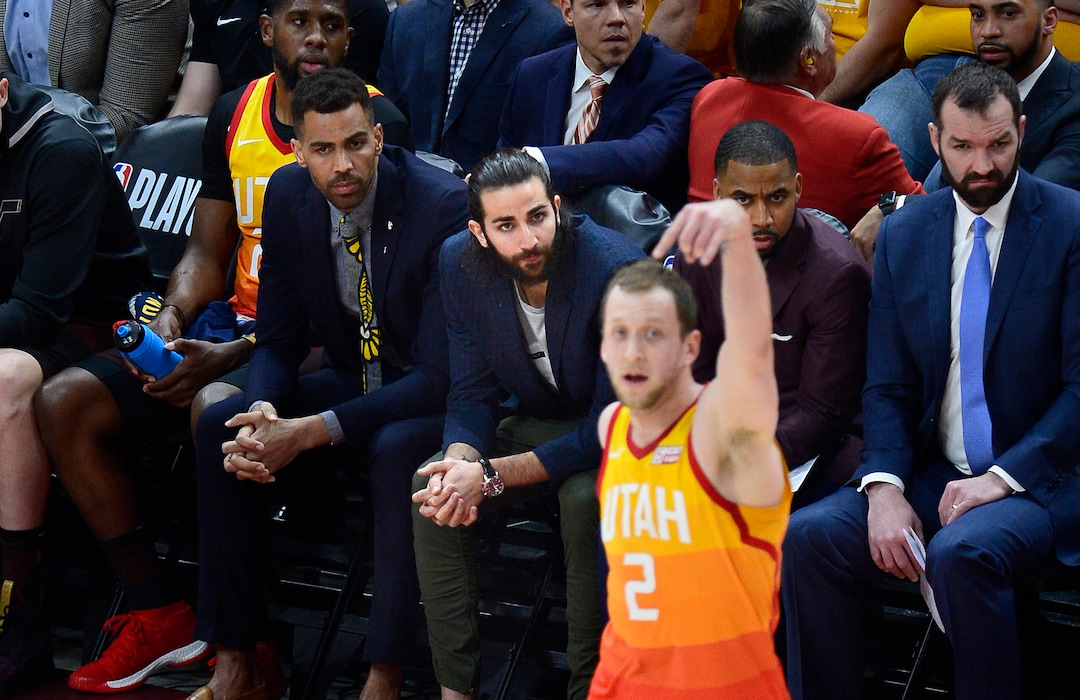 (Scott Sommerdorf | The Salt Lake Tribune)Utah Jazz guard Ricky Rubio (3) sits on the bench during the first period as The Houston Rockets led the Utah Jazz 70-40 at the half of game 3, Friday, May 4, 2018.