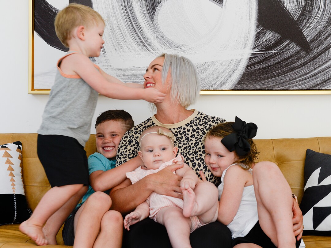 (Leah Hogsten  |  The Salt Lake Tribune) Ramsi Stoker is pictured with her children, from left, Banks, 2, Beklan, 6, Riarson, 7 months, and Revali, 4, at their home Friday, Aug. 2, 2019. Stoker's two oldest children were conceived through in vitro fertilization. The two youngest were conceived naturally. Stoker, 39, and her husband, Brian, not pictured, struggled with unexplained infertility until seeking help from the Utah Fertility Center and the Footsteps to Fertility program in 2012.