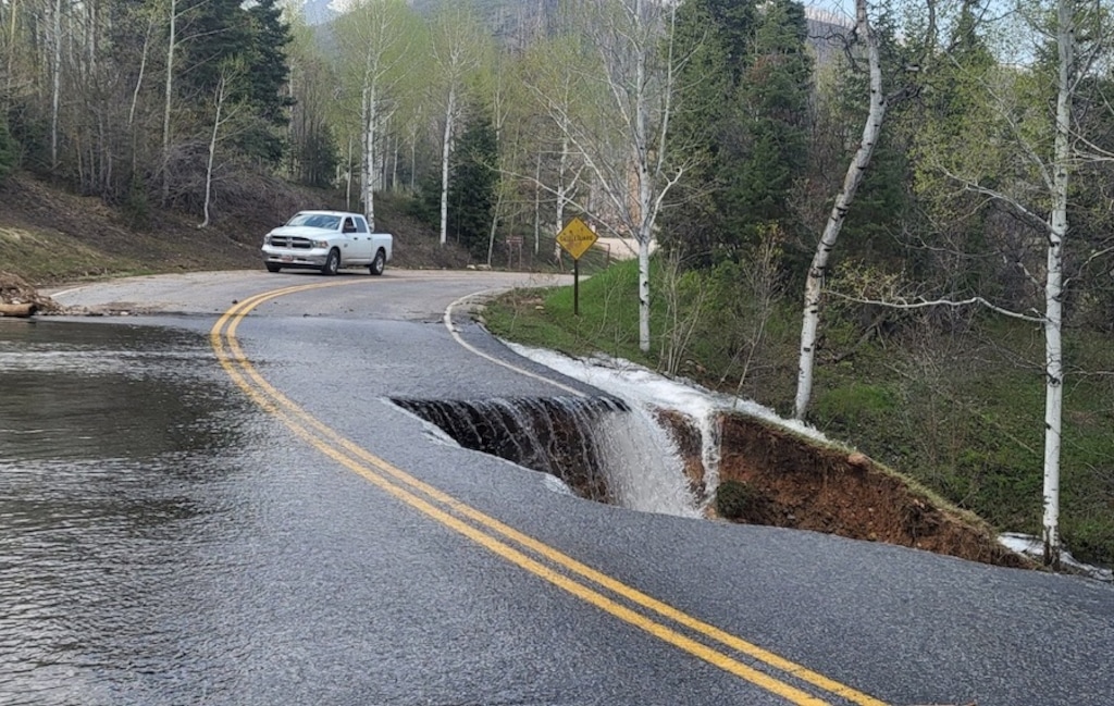 (Uinta-Wasatch-Cache National Forest) Spring runoff has washed away a section of the Nebo Loop Scenic Byway, which typically opens on Memorial Day weekend. The roadway will remain closed as repairs are made, which could take about two weeks, officials said.