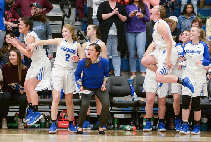 (Leah Hogsten  |  The Salt Lake Tribune)Fremont defeated Bingham 61-47 to win the 6A High School Girls' Basketball Tournament title at SLCC in Taylorsville,Saturday, Feb. 24, 2018. 