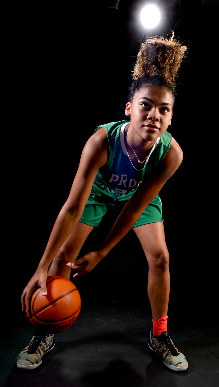(Steve Griffin  |  The Salt Lake Tribune)  Prep basketball Lavender Briggs, Provo, in the Salt Lake Tribune studio in Salt Lake City Tuesday April 10, 2018.
