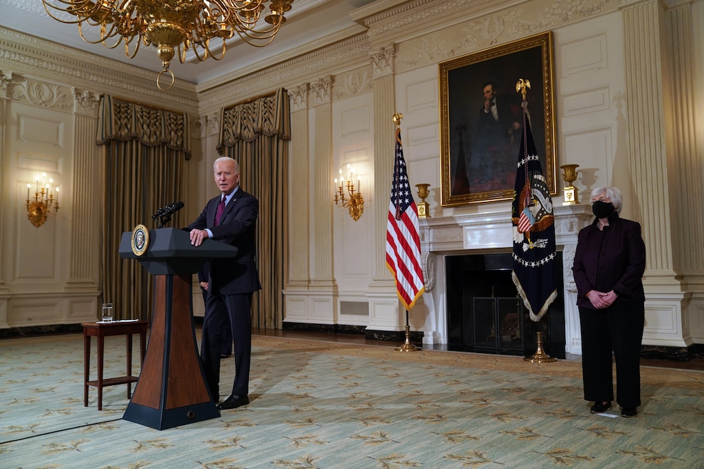 (Stefani Reynolds | The New York Times)

President Joe Biden with Treasury Secretary Janet Yellen, right at the White House in Washington on Friday, Feb. 5, 2021. "This time Democrats are ready to seize the day. Let’s hope it will be enough," writes The New York Times columnist Paul Krugman.