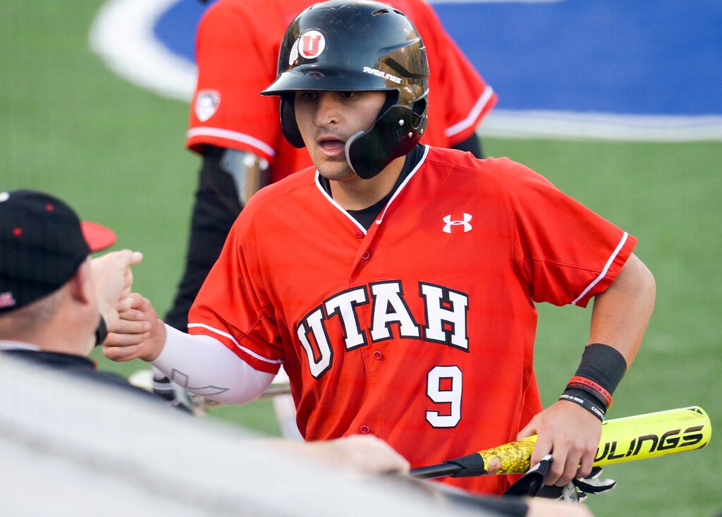 (Leah Hogsten  |  The Salt Lake Tribune) Utah's Rykker Tom, shown in last season's game against BYU, hit a two-run triple against the Cougars on Tuesday night.