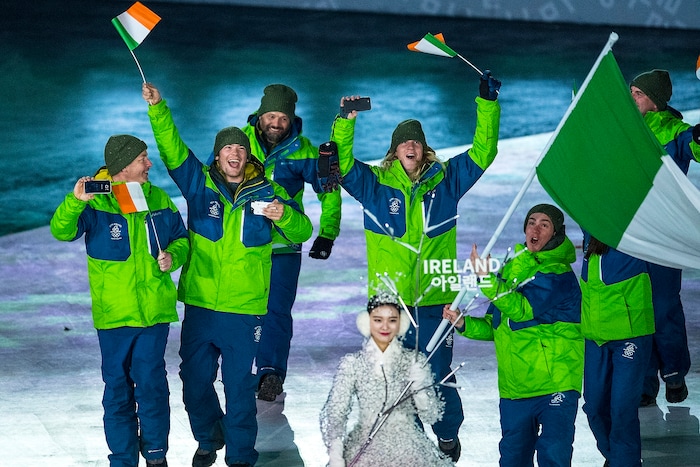 (Chris Detrick | The Salt Lake Tribune) Members of team Ireland are introduced during the Pyeongchang 2018 Winter Olympics opening ceremony at Olympic Stadium Friday, February 9, 2018.