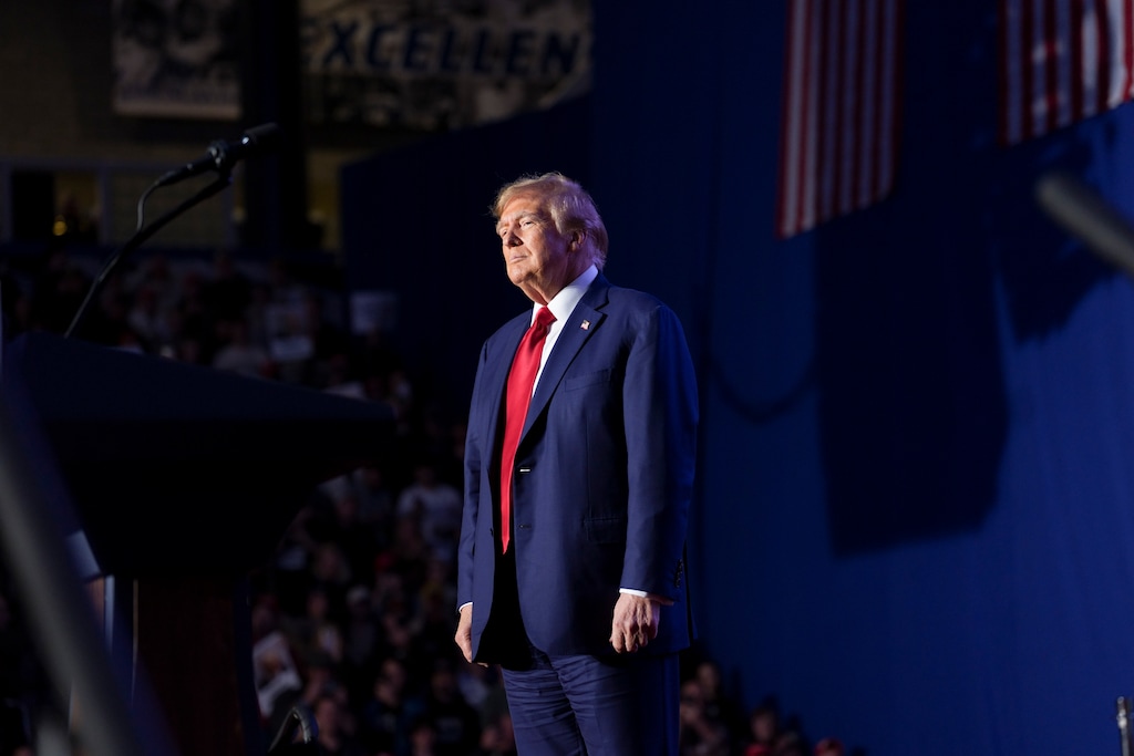 (Doug Mills | The New York Times) Former President Donald Trump appears during a campaign event in Durham, N.H. on Saturday, Dec. 16, 2023.