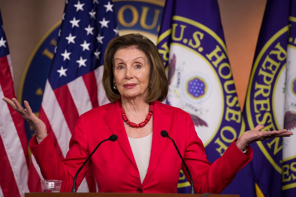 House Speaker Nancy Pelosi of Calif., speaks during her weekly media availability on Capitol Hill, Thursday, June 27, 2019 in Washington. (AP Photo/Alex Brandon)