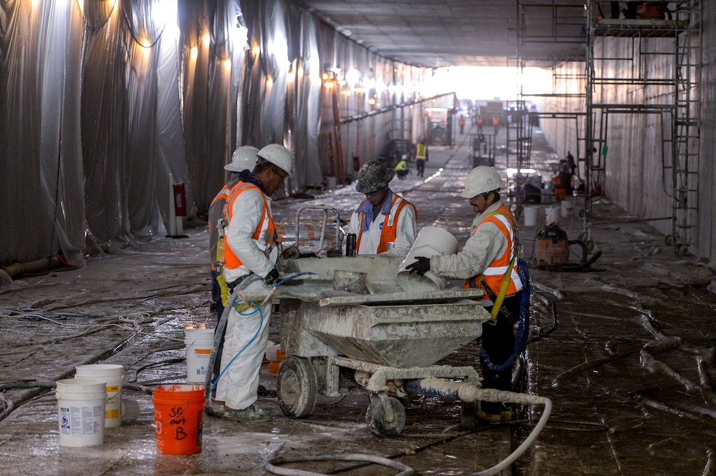 (Leah Hogsten | Tribune file photo) Tradesmen work on the new Salt Lake City International Airport expansion project on Oct. 22, 2018. Officials say low unemployment rates make it difficult to find enough qualified workers for that and other local construction projects.