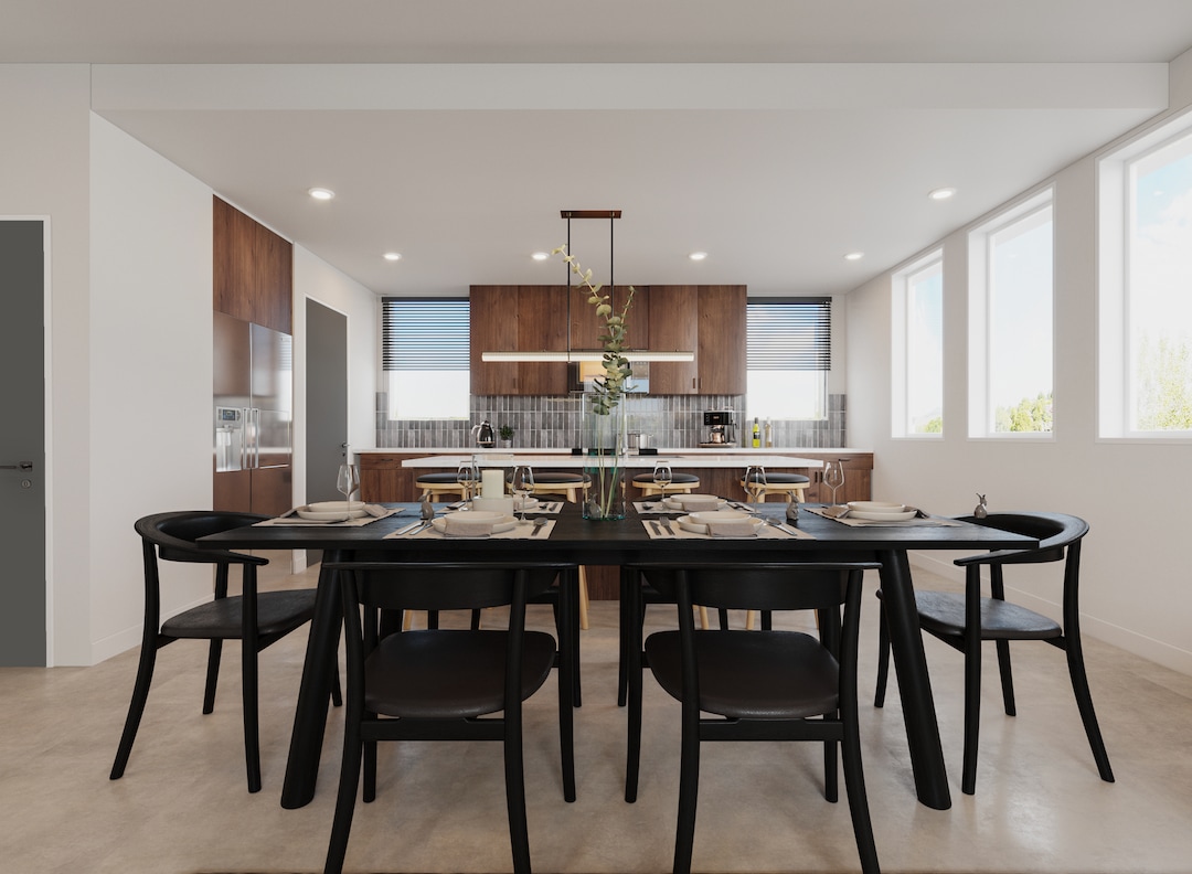 (CW Land Co.) A rendering of one of the interiors — a medium kitchen — in the apartments in theYARD, C.W. Urban's 8.58-acre build-to-rent development in Salt Lake City's Fairpark neighborhood.