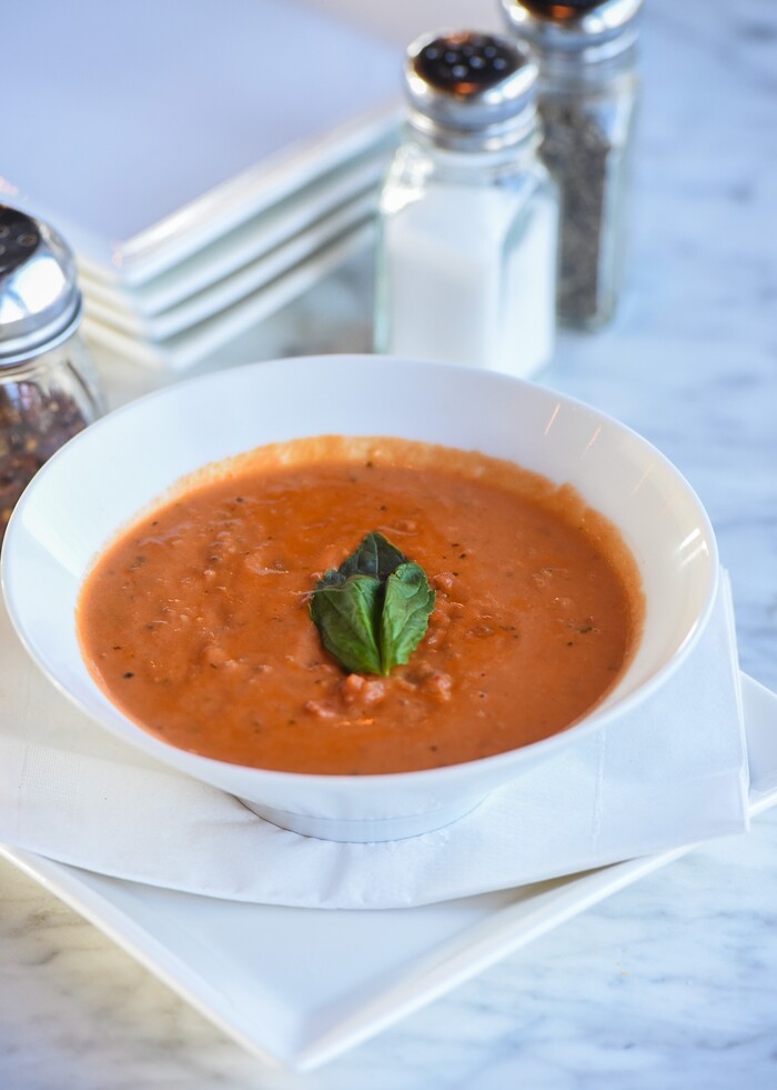 (Francisco Kjolseth | The Salt Lake Tribune) Tomato basil soup from Terra Mia Italian restaurant in Draper, a sister restaurant to Terra Mia in Orem.