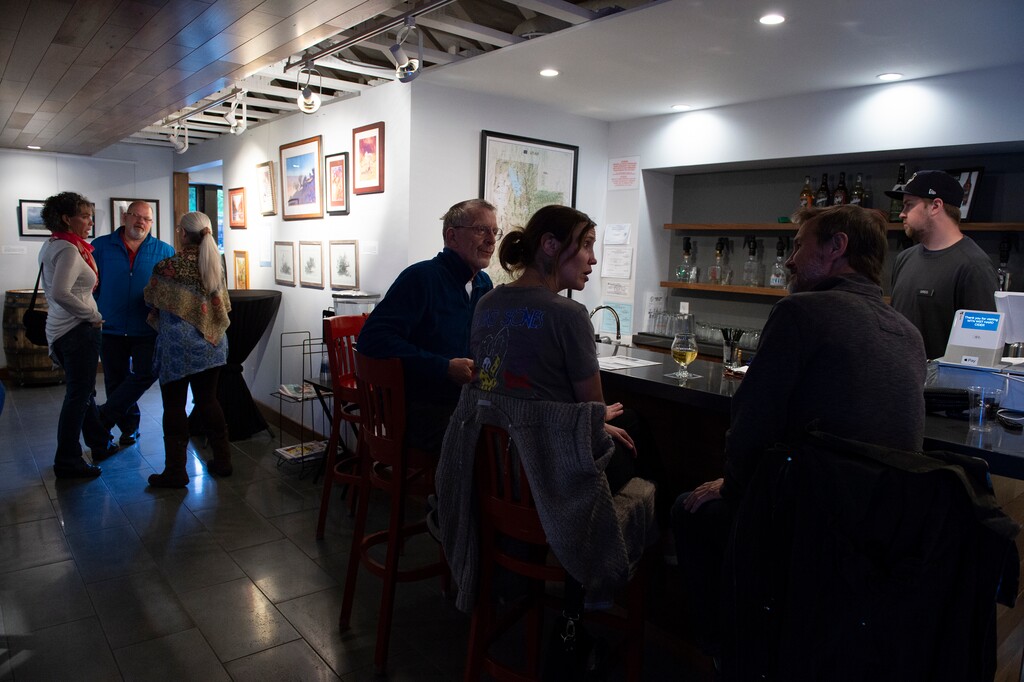 (Leah Hogsten | The Salt Lake Tribune) Greg Popiel serves cider in the new bar at Mountain West Hard Cider production facility. Owners Jeff and Jennifer Carleton spent thousand of dollars expanding the indoor tasting room in order to get a liquor license from the state.