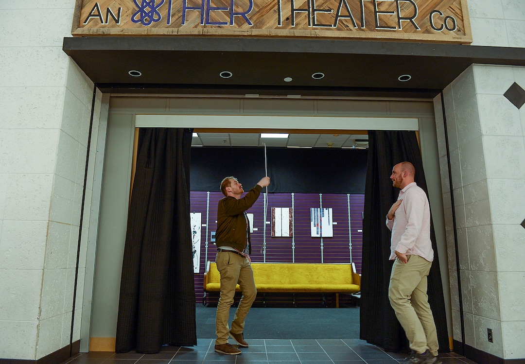 (Leah Hogsten  |  The Salt Lake Tribune) An Other Theater Co. co-artistic directors Kacey Spadafora, left, and Taylor Jack Nelson, operate stage shows inside a former shop at the Provo Towne Center Mall. Their company aims to bring edgier productions to Utah County.