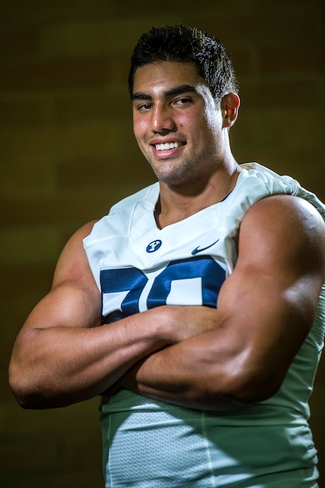 Chris Detrick | The Salt Lake Tribune
BYU defensive end Bronson Kaufusi poses for a portrait Wednesday August 12, 2015.