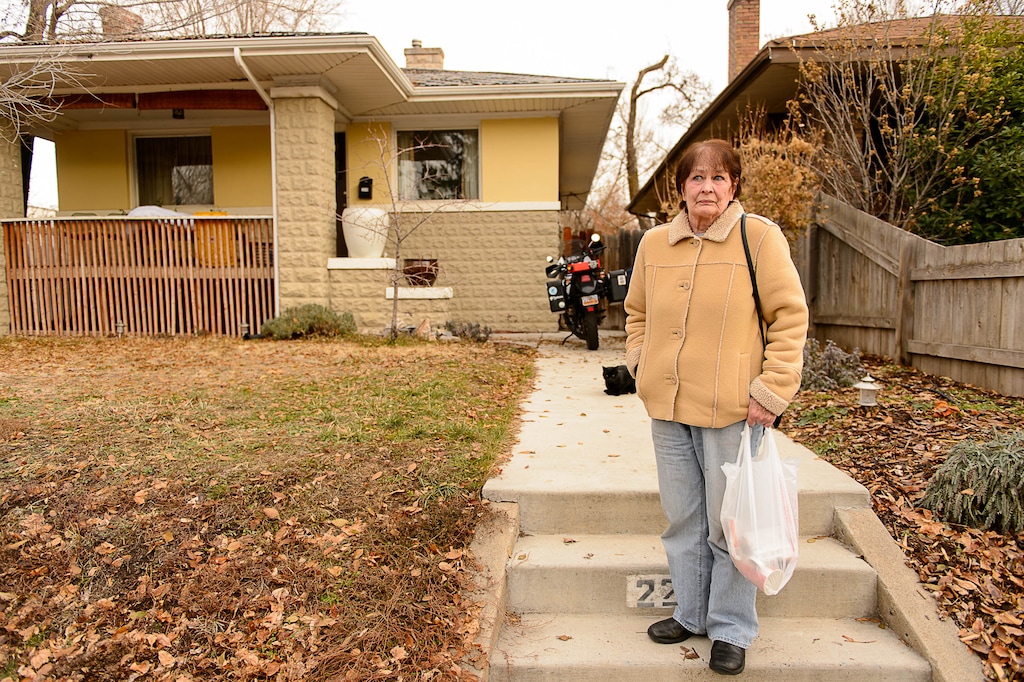 Trent Nelson | The Salt Lake Tribune
Patricia Thomas reacts to the announcement of a homeless shelter moving in across the street from her Salt Lake City home, Tuesday December 13, 2016. Salt Lake City Mayor Jackie Biskupski earlier announced sites of four planned homeless shelters.