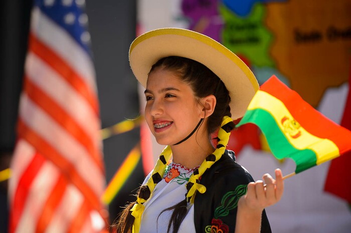 (Trent Nelson | The Salt Lake Tribune)
A Bolivian entry in the third annual Hispanic Heritage Parade and Street Festival in Salt Lake City, Saturday Sept. 22, 2018.