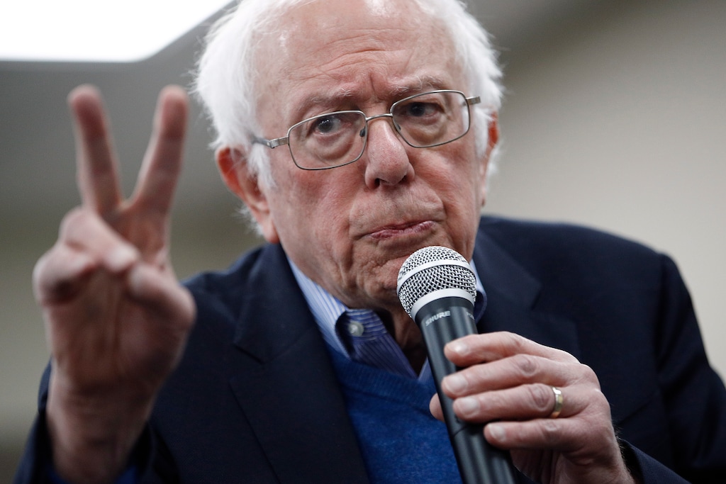 (Patrick Semansky | AP) Democratic presidential candidate Sen. Bernie Sanders, I-Vt., gives a sign during a campaign event, Sunday, Jan. 5, 2020, in Boone, Iowa.
