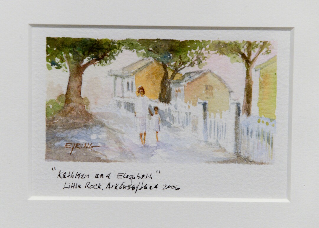 Leah Hogsten  |  The Salt Lake Tribune   "Kathleen and Elizabeth, Little Rock, Arkansas, 2006." Henry Eyring's extensive watercolor collection, on display now through January 21, 2019 at the Church History Museum. The collection, titled: “A Visual Journal: The Artwork of Henry B. Eyring,” reveals Eyring's memories with family, friends and trips. Eyring is second counselor in the First Presidency of The Church of Jesus Christ of Latter-day Saints.  
