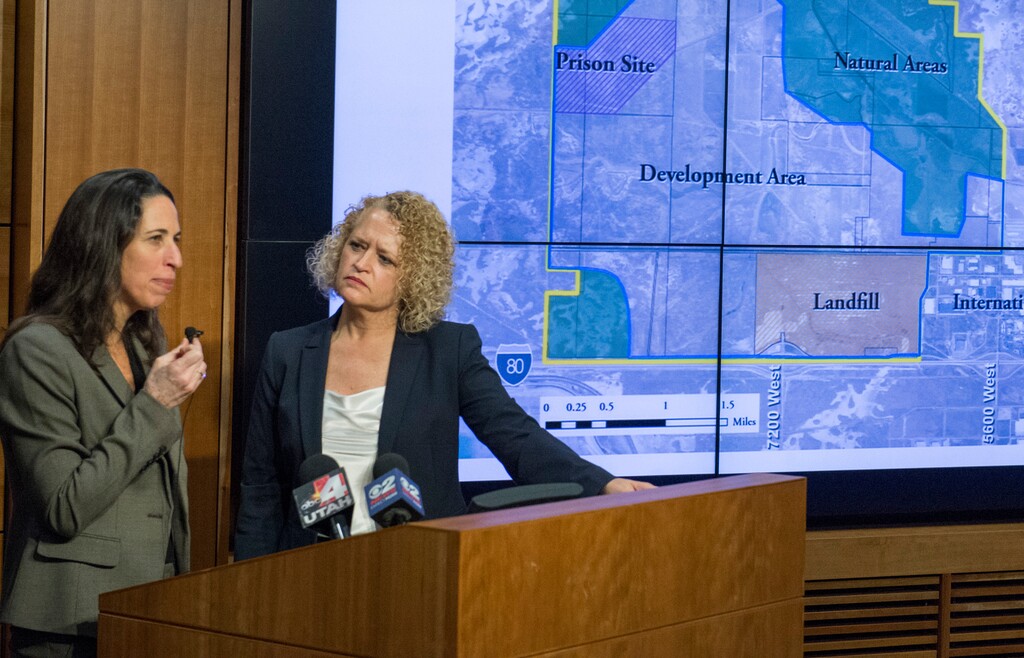 (Rick Egan | Tribune file photo) Mayor Jackie Biskupski, right, and city official Laura Briefer discuss future plans for the undeveloped northwest quadrant of Salt Lake City.
Laura Briefer, Director of Public Utilities, answers questions about the the city's plan to develop the Northwest Quadrant, directly west of Salt Lake City International Airport, and the International Center, as Mayor Jackie Biskupski listens, Monday, December 5, 2016.