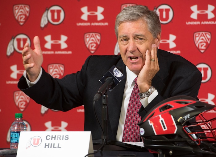 (Rick Egan  |  Tribune File Photo)  University of Utah Athletic Director, Chris Hill announces that the University of Utah will add men's lacrosse as a division 1 sport in a news conference at the Spence and Cleone Eccles Center, Friday, June 16, 2017.