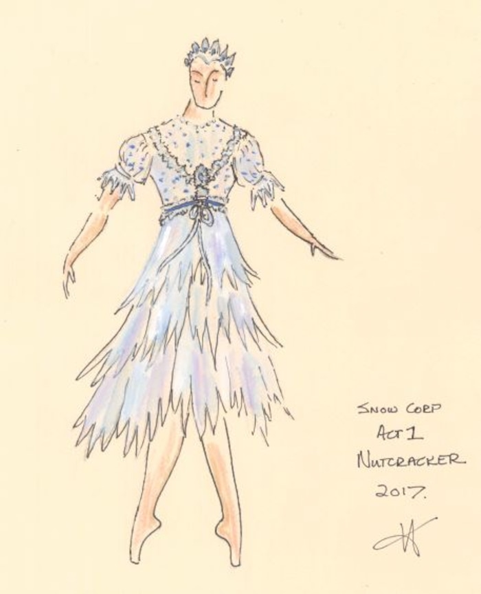 (Courtesy photo) Costume Designer David Heuvel's sketch for the snow scene dancers in Ballet West's "The Nutcracker."