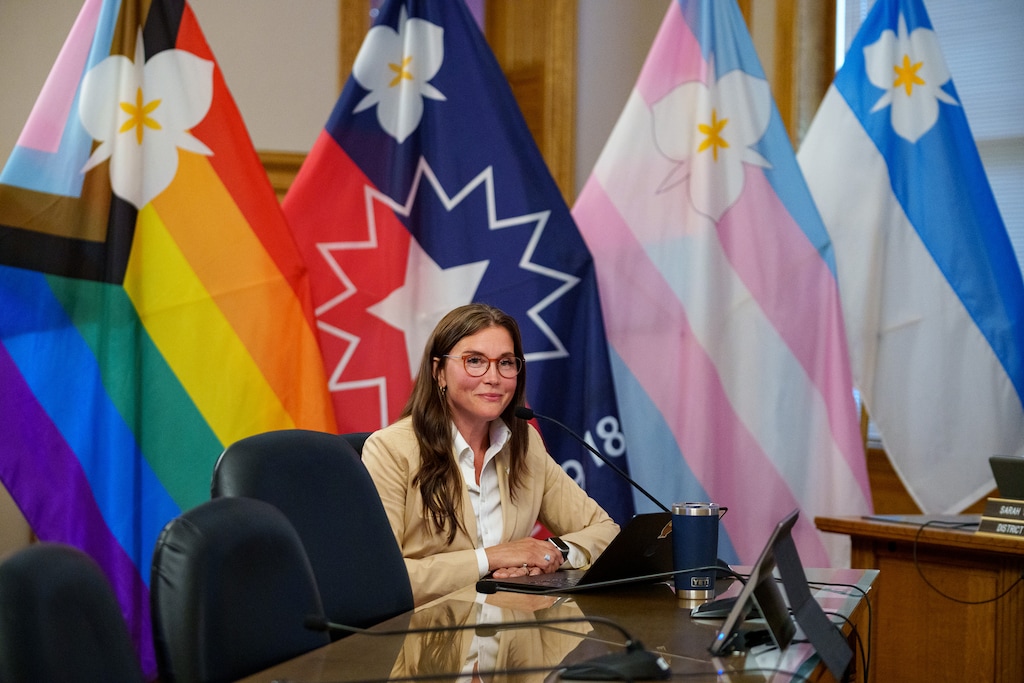 (Trent Nelson  |  The Salt Lake Tribune) Mayor Erin Mendenhall proposes three new city flags during a meeting of the Salt Lake City Council on Tuesday, May 6, 2025.