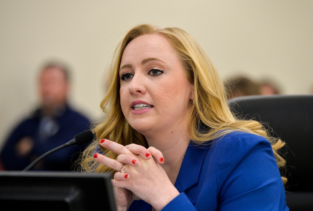 (Chris Samuels | The Salt Lake Tribune) Rep. Candace Pierucci, R-Riverton, presents HB331 during a meeting of the House Revenue and Taxation Committee at the Capitol, Tuesday, Feb. 15, 2022.