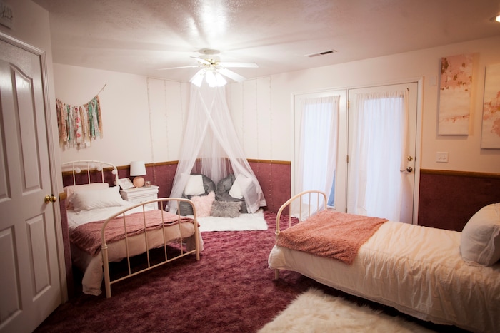 This April 30, 2018, photo, shows a renovated room at the Short Creek Dream Center, formally the home of polygamous sect leader Warren Jeffs in Hildale, Utah. The sprawling house surrounded by towering brick walls has been converted into a sober living center by Evangelical missionaries, the latest sign of the group’s dwindling control of the small community on the Utah-Arizona border. (Chris Caldwell/The Spectrum via AP)