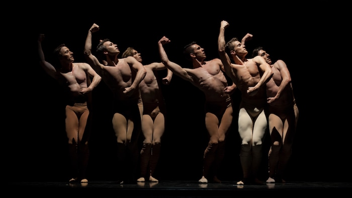(Photo courtesy of Ballet West | Beau Pearson) Lucas Horns, fourth dancer from the left, in choreographer Val Caniparoli’s "Dances for Lou" at The Joyce Theater in New York City in 2017.