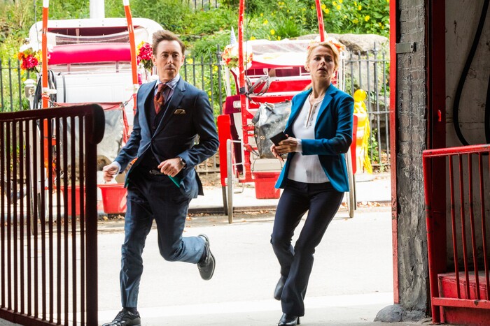 (Photo courtesy of Francisco Roman/CBS) Bojana Novakovic stars as Det. Lizzie Needham and Alan Cumming as Dr. Dylan Reinhart in the new CBS series “Instinct.”