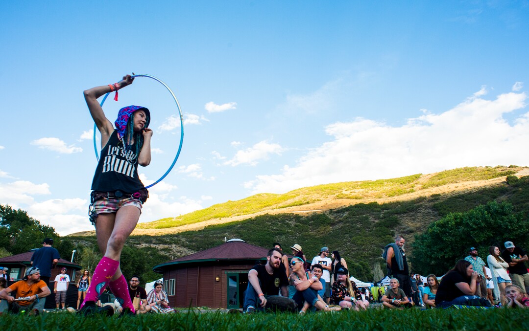 (Rick Egan  |  The Salt Lake Tribune)     Ciera Lojik from Salt Lake, dances as she listens to the music at the Reggae Rise Up Festival at the Rivers Edge in Heber City, Friday, Aug. 24, 2018.