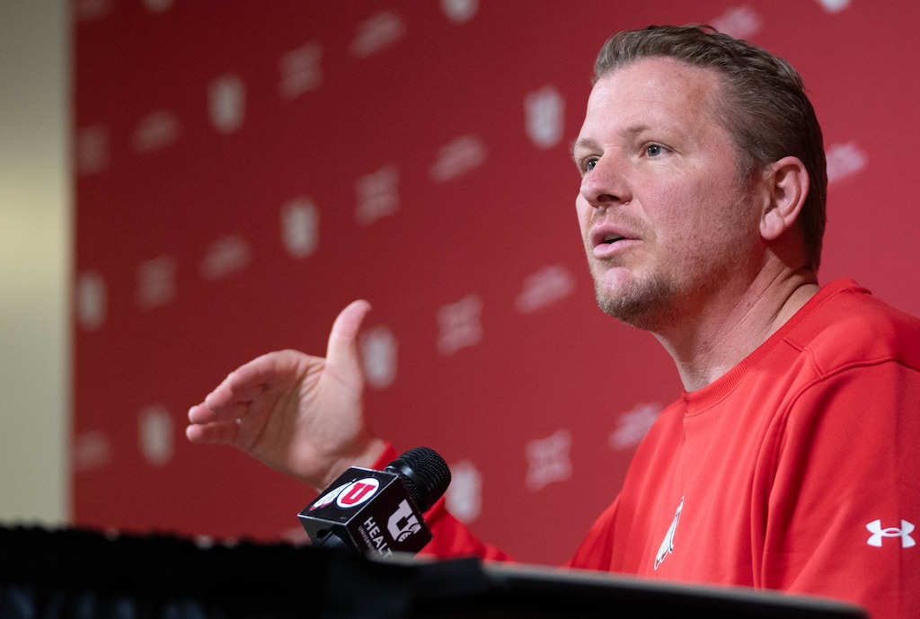 (Francisco Kjolseth  | The Salt Lake Tribune)  New University of Utah football offensive coordinator Jason Beck talks about kicking off the first quarter of the 2025 offseason during a news conference on Tuesday, Jan. 14, 2025.