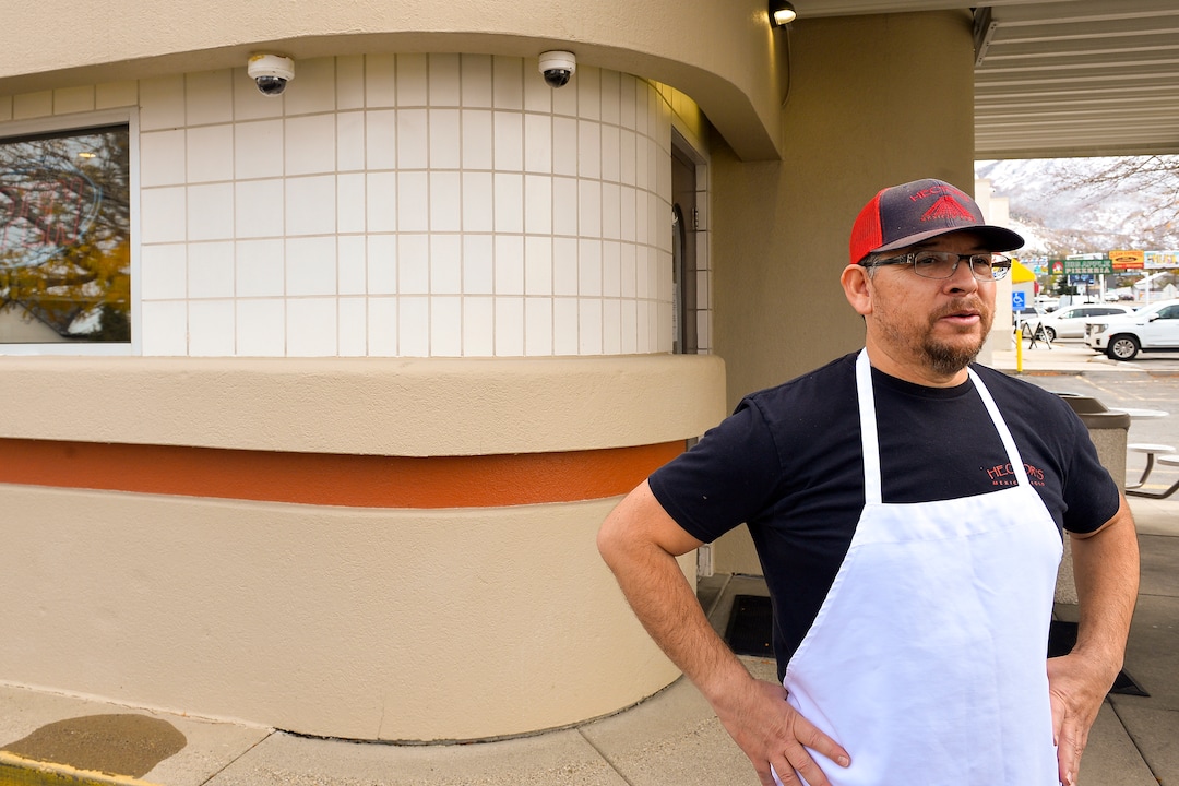 (Chris Samuels | The Salt Lake Tribune) Hector Uribe stands outside Hector’s Mexican Food in Millcreek, Friday, Nov. 4, 2022.