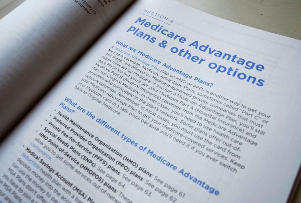 A page from the 2019 U.S. Medicare Handbook. (AP Photo/Pablo Martinez Monsivais)