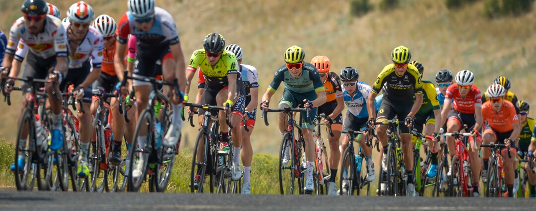Leah Hogsten  |  The Salt Lake Tribune  The Tour of Utah peloton rides out of Park City during Stage 6 on Sunday, August 12, 2018.  The route passed through Kamas and Midway before the final attacks on the unrelenting asphalt of Empire Pass, encountering road pitches of 10 to 20 percent..  
