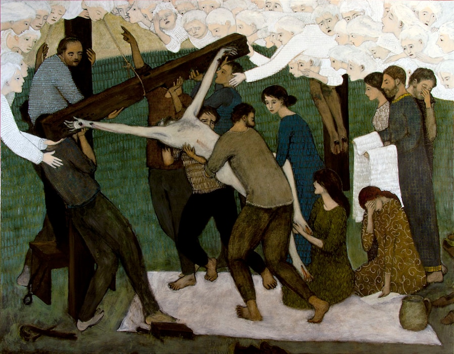 (Photo courtesy of the Springville Museum of Art) "Descent from the Cross" oil painting by Brian Kershisnik.