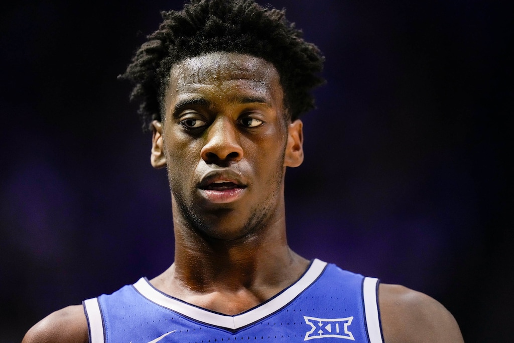 (Francisco Kjolseth | The Salt Lake Tribune) BYU Cougars forward AJ Dybantsa (3) won't say he's declaring for the NBA draft. Not just yet anyway.