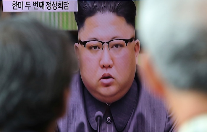 People watch a TV screen showing an image of North Korean leader Kim Jong Un delivering a statement in response to U.S. President Donald Trump's speech to the United Nations, in Pyongyang, North Korea, at Seoul Railway Station in Seoul, South Korea, Friday, Sept. 22, 2017. Kim, in an extraordinary and direct rebuke, called U.S. President Donald Trump "deranged" and said he will "pay dearly" for his threats, a possible indication of more powerful weapons tests on the horizon. (AP Photo/Ahn Young-joon)