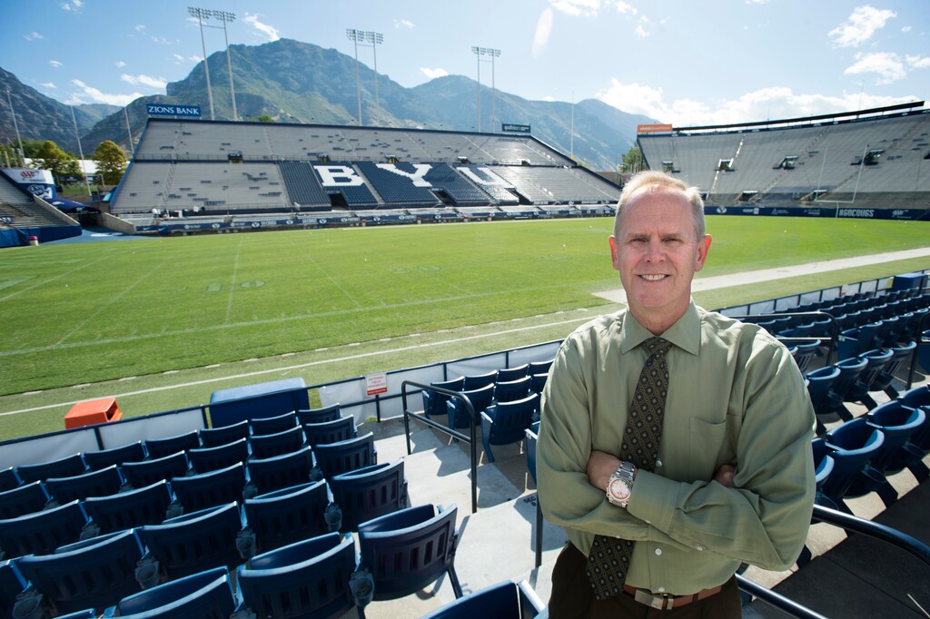 (Rick Egan | Tribune file photo) BYU athletic director Tom Holmoe at Lavell Edwards Stadium in Provo, Thursday, Sept. 21, 2017.