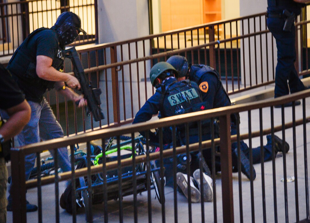 (Francisco Kjolseth  |  The Salt Lake Tribune) Police arrest Jarod Hartlerode after yelling "drop the pipe," multiple times. It is unclear what type of pipe they were referring to. While lying on his stomach an officer shot him in the back with a bean bag as hundreds of protesters took to the streets of Salt Lake City engaging with the police on Saturday, May 30, 2020. The protest was in response to the death of George Floyd in Minneapolis.