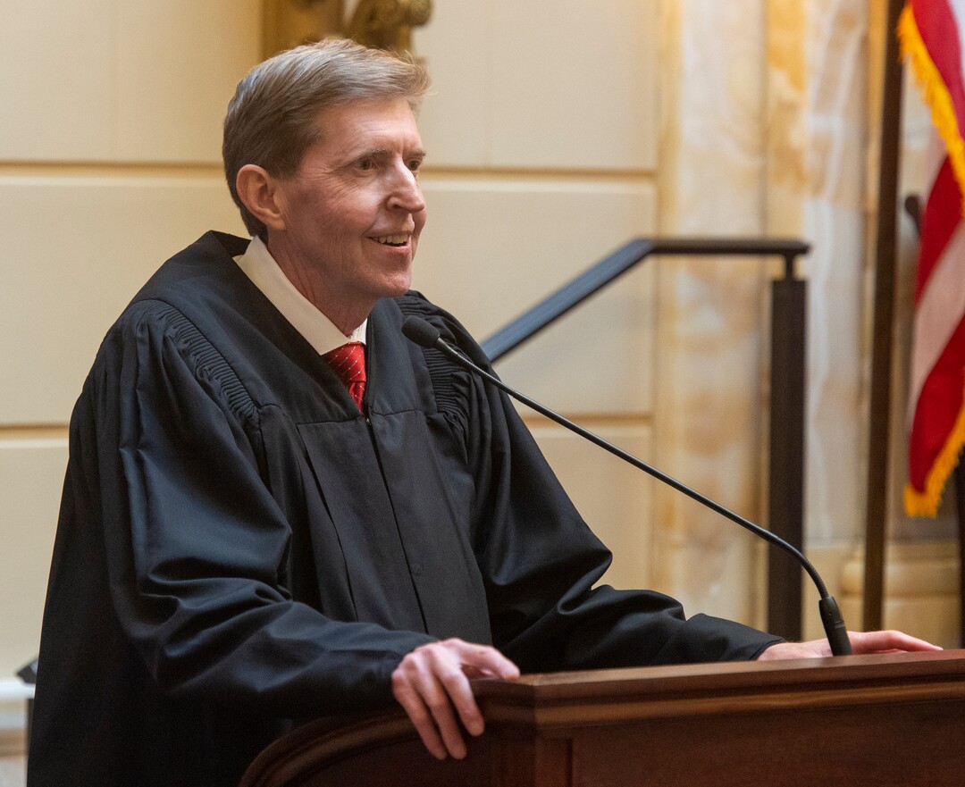 (Rick Egan  |  The Salt Lake Tribune)      Matthew B. Durrant, Chief Justice of the Utah Supreme Court and Chair of the Utah Judicial Council, gives his State of the Judiciary Address in the Senate, Monday, Jan. 28, 2019.
