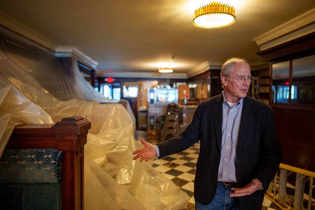 (Trent Nelson  |  The Salt Lake Tribune) Owner George Daines at The Bluebird Restaurant in Logan, which is being renovated, on March 7, 2025.