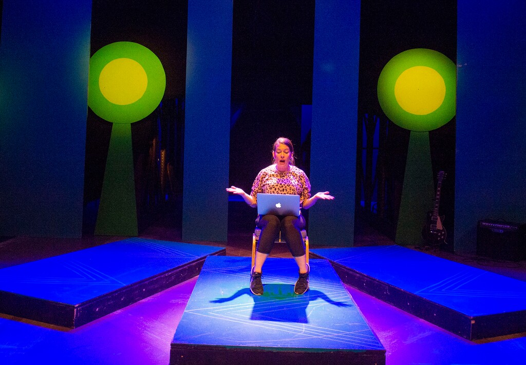 (Rick Egan  |  The Salt Lake Tribune) Meighan Smith rehearses for the first Utah theater production since the COVID-19 lockdown, titled "The Corona Conundrum," at the Utah Children's Theatre, Wednesday, May 13, 2020.