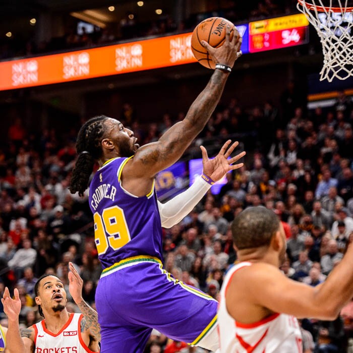 (Trent Nelson | The Salt Lake Tribune)  
Utah Jazz forward Jae Crowder (99). The Utah Jazz host the Houston Rockets, NBA basketball in Salt Lake City on Thursday Dec. 6, 2018.