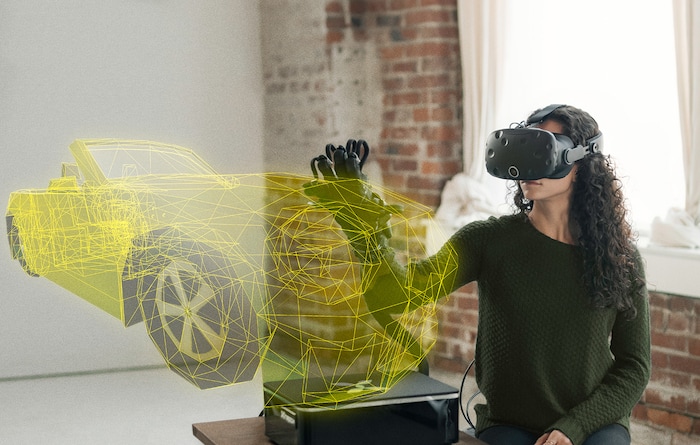 (Cinesauraus  |  courtesy Sundance Institute) A demonstration of "Experience Realistic Touch in Virtual Reality," by Andrew Mitrak, Greg Bilsland, Joe Michaels and Jake Rubin, which will appear in the New Frontier Exhibitions program of the 2018 Sundance Film Festival.