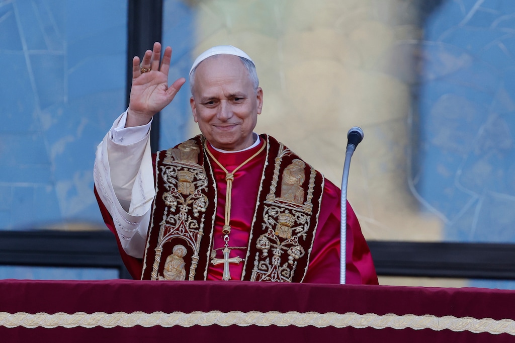 (Riccardo De Luca | AP) Pope Leo XIV waves as he appears from the balcony at the Basilica of St. Mary Major to take possession of the last of the four major papal basilicas that completes the symbolic and liturgical "taking possession" of the four basilicas that signify full papal authority within Rome, in Rome, Sunday, May 25, 2025.