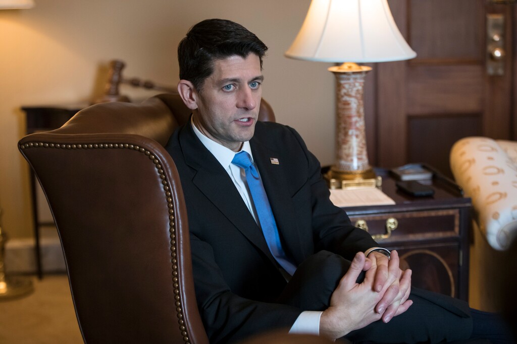 House Speaker Paul Ryan, R-Wis., speaks in his office just after final approval of the Republican rewrite of the tax code, during an interview with The Associated Press at the Capitol in Washington, Tuesday, Dec. 19, 2017.  Ryan defied skeptics who thought his party would never get the sweeping tax overhaul bill to President Donald Trump’s desk by Christmas. The key, the Wisconsin Republican said minutes after gaveling down a House vote on the measure on Tuesday, was uniting Republicans behind a common plan from the start.(AP Photo/J. Scott Applewhite)