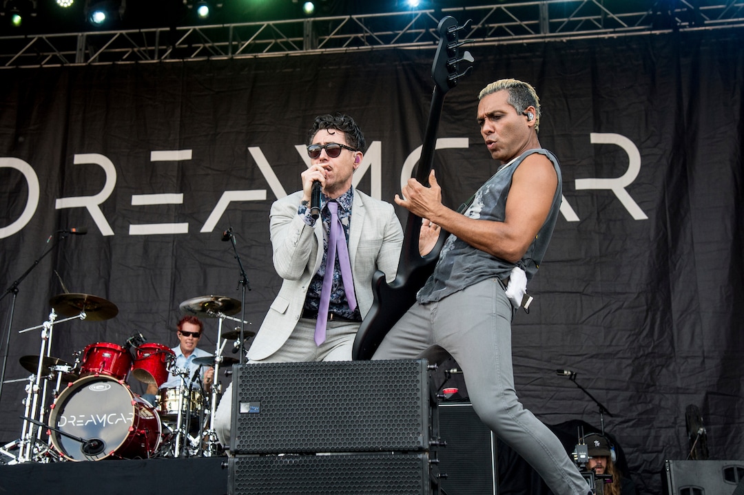 (Amy Harris | Invision/AP file photo) Davey Havok, left, and Tony Kanal of Dreamcar perform at the Austin City Limits Music Festival at Zilker Park on Saturday, Oct. 14, 2017, in Austin, Texas.