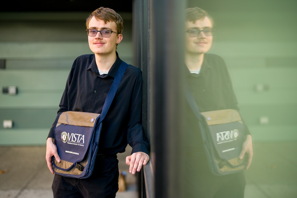 (Trent Nelson  |  The Salt Lake Tribune) Austin Draper, a VISTA leader, at Utah State University in Logan on Thursday, Dec. 11, 2025.