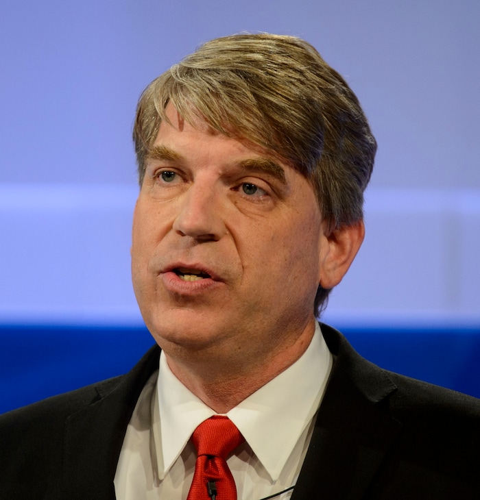 (Steve Griffin  |  The Salt Lake Tribune)  United Utah Party candidate Jim Bennett answers a question as he participates in a debate hosted by the Utah Debate Commission at the KBYU Studios on the BYU campus in Provo Wednesday October 18, 2017. He was joined by Republican John Curtis and Democrat Kathie Allen as the three highest-polling candidates in the special election to fill UtahÕs vacant 3rd District congressional seat.