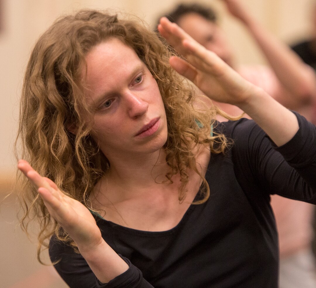 (Rick Egan  |  The Salt Lake Tribune)    Mary Lyn Graves dances with Ririe-Woodbury as they prepare for their show next week, and rehearse for their upcoming international tour to South Korea and Mongolia. Wednesday, April 18, 2018.