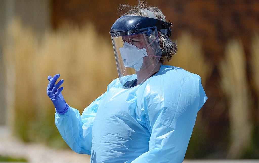(Francisco Kjolseth | The Salt Lake Tribune file photo ) Teams test for COVID-19 and perform blood draws to test for coronavirus antibodies in Park City on Wednesday, May 6, 2020, as part of the Utah HERO (Health & Economic Recovery Outreach) program. The massive undertaking will begin with randomized testing of 10,000 Utahns across four counties. The data gathered will inform decision-makers in the state as they work to help keep residents safe and get people back to work.
